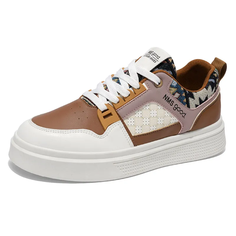 Men's Breathable White Leather Sneakers Spring – Niche Instagram Aesthetic Casual Skate Shoes, Trendy Versatile Minimalist Sports Footwear